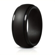 Men's Silicone Wedding Band Black 8mm Wide Size 7-14