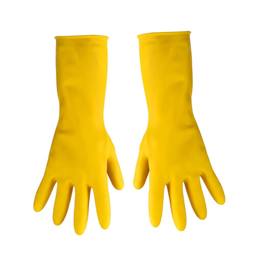 Yellow Rubber Kitchen Cleaning Gloves