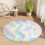 Rainbow Round Rug Soft Washable Plush 120x120cm 1