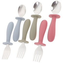 Toddler Utensils Set Stainless Steel Silicone 6 Pieces