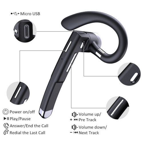 V4.2 Headset with 2 HD Mics Hands-Free Wireless Earpiece 1