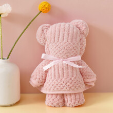 Soft Coral Fleece Bear Towel Gift 1 Pack