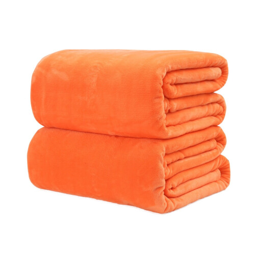 Fleece Blanket Solid Color 70 x 100 cm Orange 1