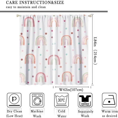 Boho Rainbow Curtains Pink Blue Polka Dot 84x84 in 1