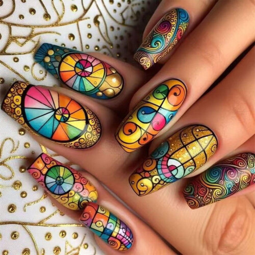 Acrylic Press-On Nails Glossy Full Cover 24 Pieces 2
