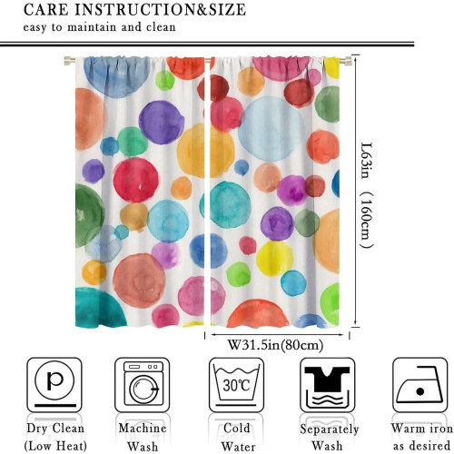 Polka Dot Curtains Watercolor Rainbow Pattern 63x63in 1