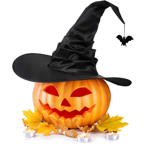 Witch Hat Halloween Decoration Black Pleated Pointed Hat 1