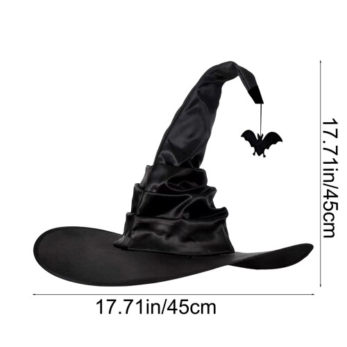 Witch Hat Halloween Decoration Black Pleated Pointed Hat 2