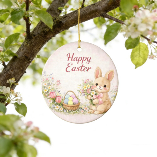 Easter Bunny Hanging Decor 8 cm Crafted Material