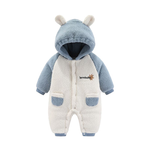 Baby Snowsuit Hooded Romper Blue 3-6 Months