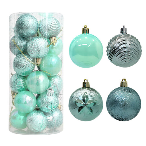 Mini Christmas Balls Light Blue 24 pcs