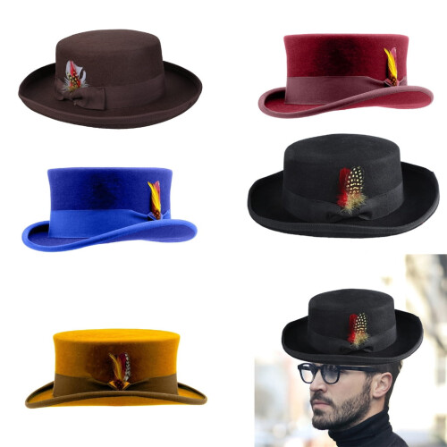 COMEET Western Top Hat Unisex Short-Brimmed Fedora 1