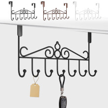 Over-the-Door Hanging Rack with Hooks for Clothes and