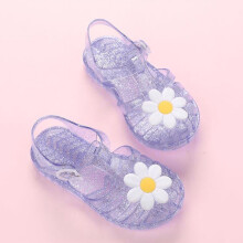 Girls Jelly Sandals Purple Flower Princess Style 3-4 Years