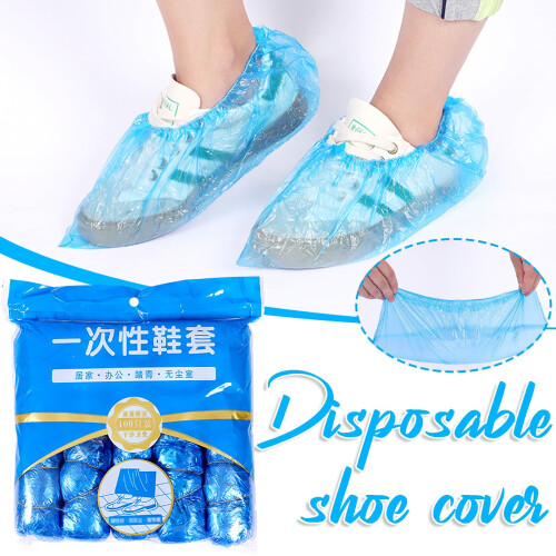 Plastic Rain Shoe Covers Blue 100 Pcs 1