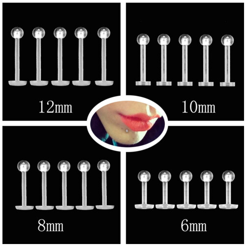 Clear Round Nose Ring Stud for Unisex Use 5 Pcs 1
