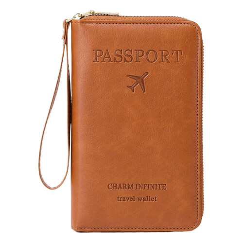 Passport Case with RFID Blocking Brown Standard Size