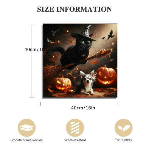 Black Cat and Pumpkin Wall Art Framed 1
