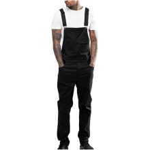 Men's Denim Bib Overalls Slim Fit Black L