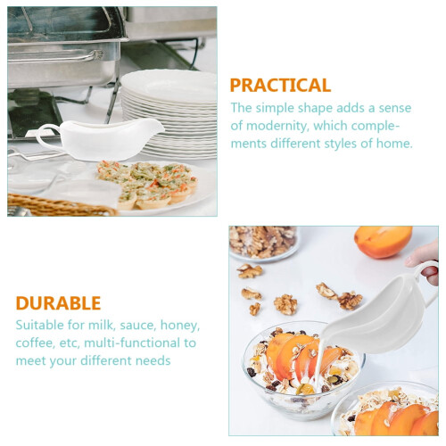 White Ceramic Syrup Dispenser 2 pcs 6.3 x 2.6 x 1.8 in 1