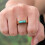 Stainless Steel Blue Turquoise Ring Gold Size 8 5