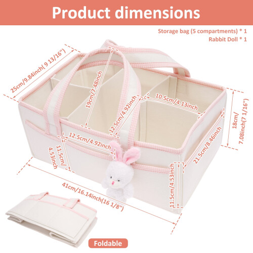 Baby Diaper Caddy Nursery Storage Bin with Wipes Organizer 1