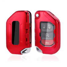 Red TPU Flip Key Fob Cover for Jeep Wrangler JL JLU JT
