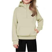 Kids Hoodie Sweatshirt with Half Zip and Kangaroo Pocket