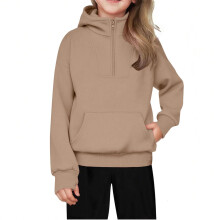 Kids Hoodie Sweatshirt with Half Zip and Kangaroo Pocket