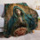 Manta de lã com a Virgem Maria e Buda, 127 x 152 cm (50 x 60 polegadas) 4