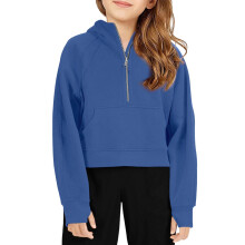 Girls Half-Zip Hoodie Long Sleeve Lightweight Sweatshirt