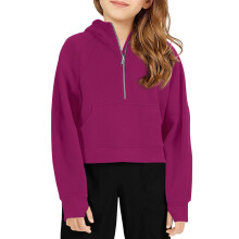 Girls Half Zip Hoodie Long Sleeve Lightweight Sweatshirt