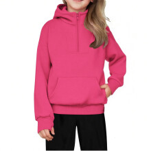 Kids Hoodie Sweatshirt with Half Zip and Kangaroo Pocket