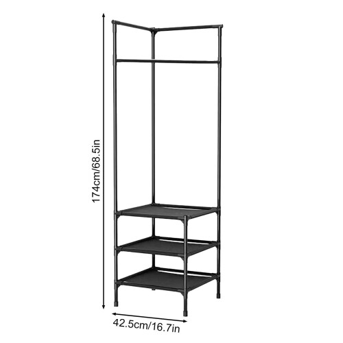 Freestanding Coat Rack with 2 Shelves for Entryway 2