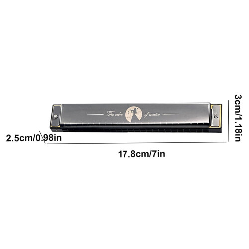 C Key Portable Harmonica 24 Holes Black 1