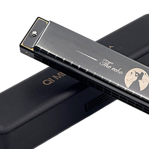 C Key Portable Harmonica 24 Holes Black 2