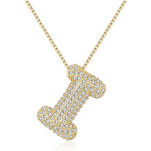 Bubble Letter Necklace 18K Gold Plated Initial Pendant