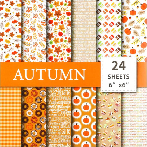 Fall Scrapbook Paper Pack 6x6 inch 24 pcs 1