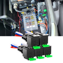 30A Fuse Relay Socket Kit 5 pcs 12V DC 4-Pin SPST Automotive