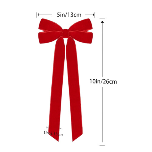 Velvet Christmas Bows Red Holiday Decor 6 Pack 2