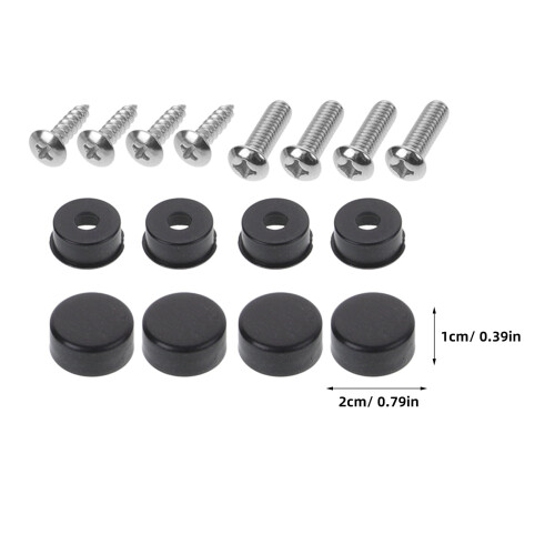 License Plate Frame Plugs Fasteners Rustproof Black Car Kit 1