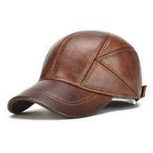 Men's Real Cowhide Leather Earflap Cap, Fall Winter