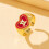 Women's Stainless Steel Gemini Heart Ring Adjustable 2