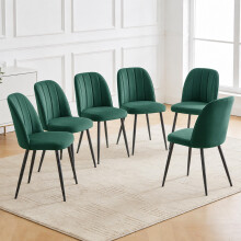 (GREEN, 6pcs) 2/4/6pcs Velvet Dining Chairs Sturdy Metal Legs