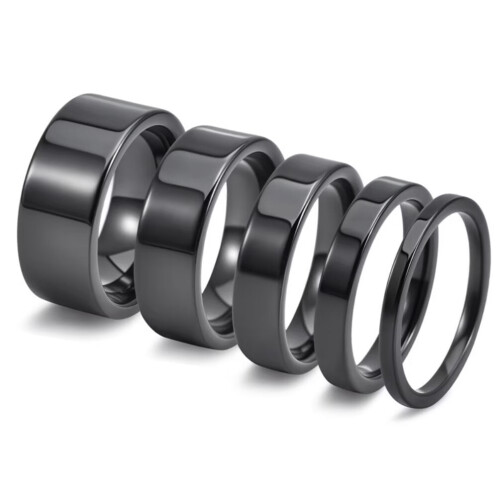Ceramic Wedding Band Ring Black 8mm Size 12 2