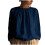 Women's Solid Round-Neck Pleated Long-Sleeve Top 2