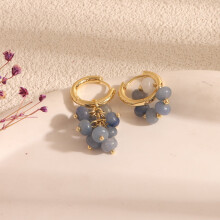 Natural Stone Grape Asymmetrical Earrings Women 1 Pair
