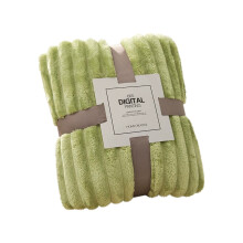 Flannel Blanket with Imitation Hair Border Grass Green