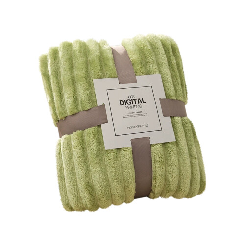 Flannel Blanket Coral Fluff Border Grass Green