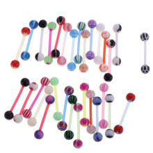 Acrylic Lip Barbell Jewelry Mixed Color 30Pcs